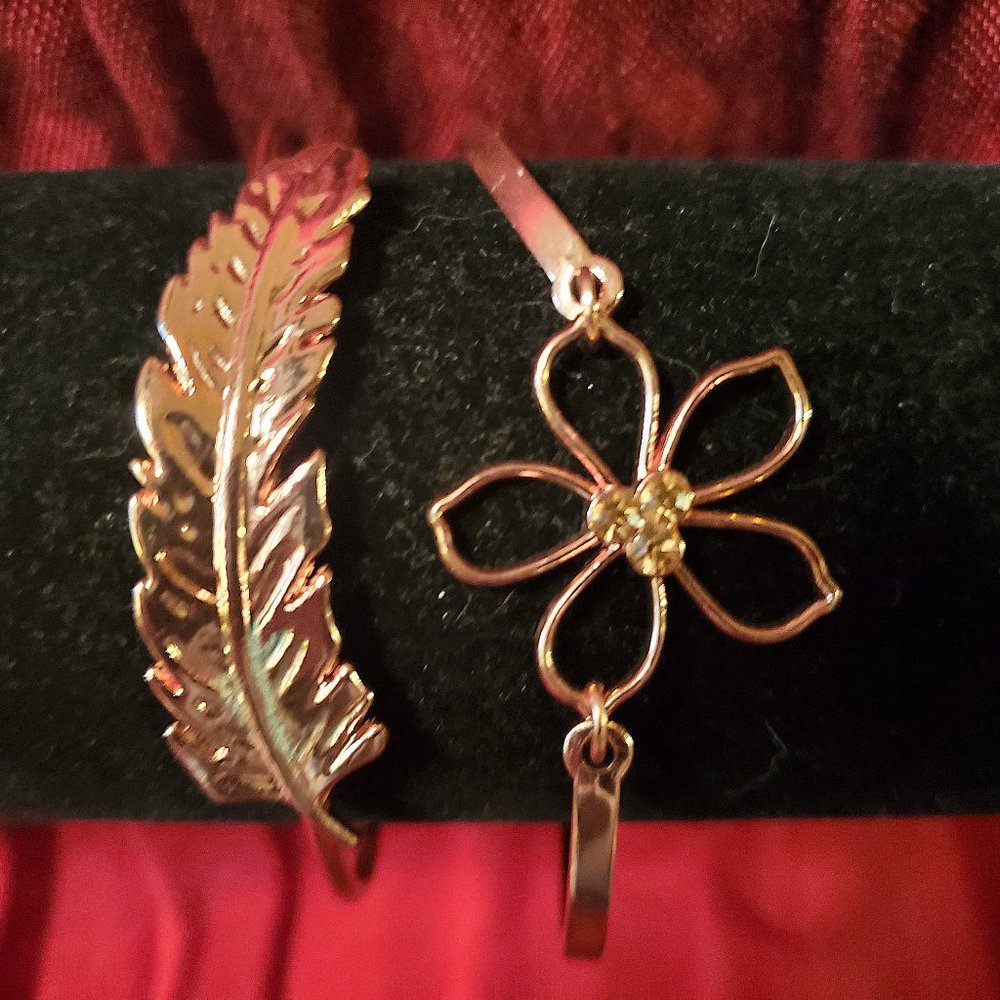 Flower & Leaf Bracelets - Gold Tone
